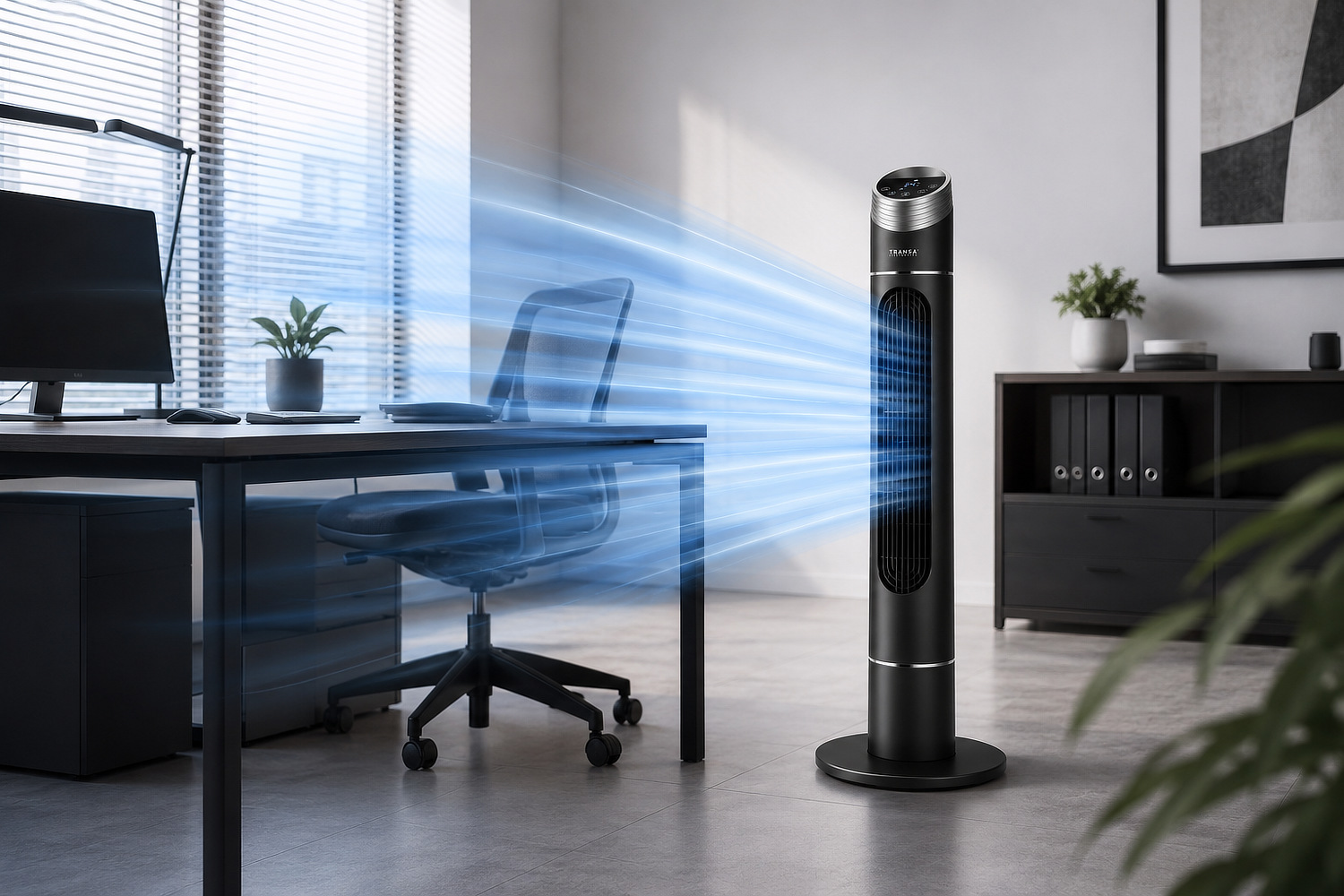 Wentylator kolumnowy BlackFan Transa Electronics w biurze